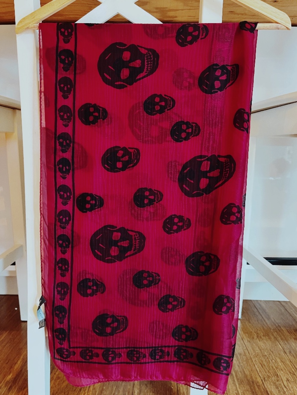 Alexander McQueen Fuchsia Silk Skull Scarf